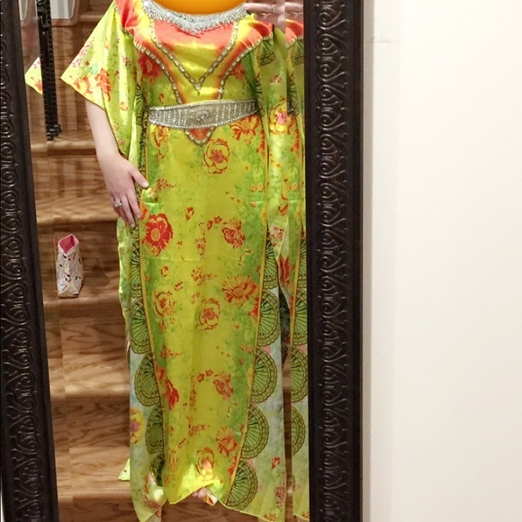 Dresses & Skirts - Beautiful Kaftan with Jeweled belt and neckline
